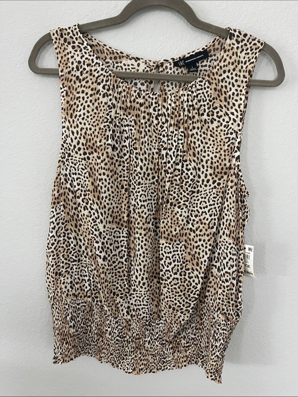 INC International Concepts Tan and‎ Black Leopard Print Sleeveless Camisole